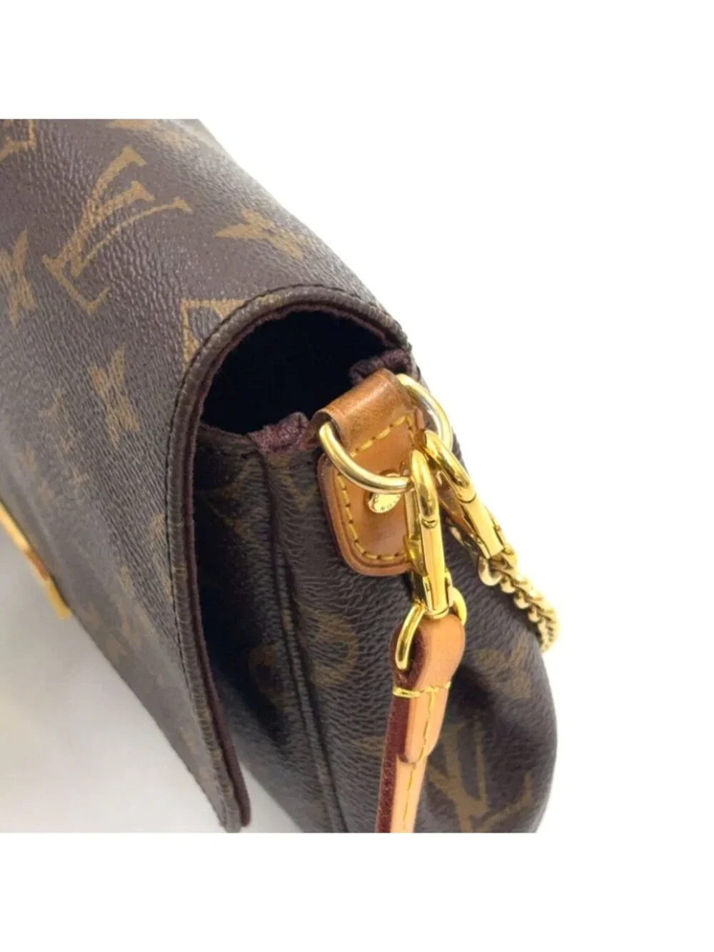 Louis Vuitton Favorite MM Monogram Leather Brown Light Handbag Gold